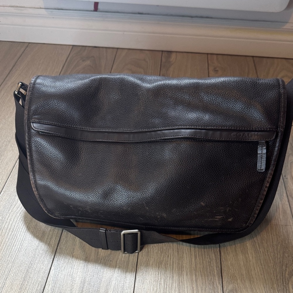 Coach Dark Brown Leather Messenger Bag